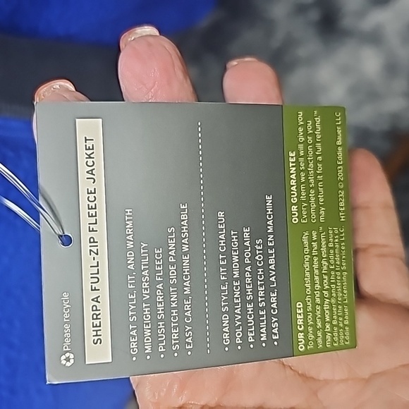 NWT Eddie Bauer Sherpa Fleece Jacket Sz XL Royal and Gray - Picture 8 of 13